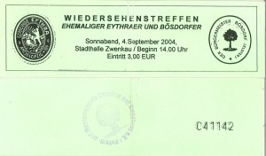 Eintrittkarte zum 1. Eythratreffen in Zwenkau